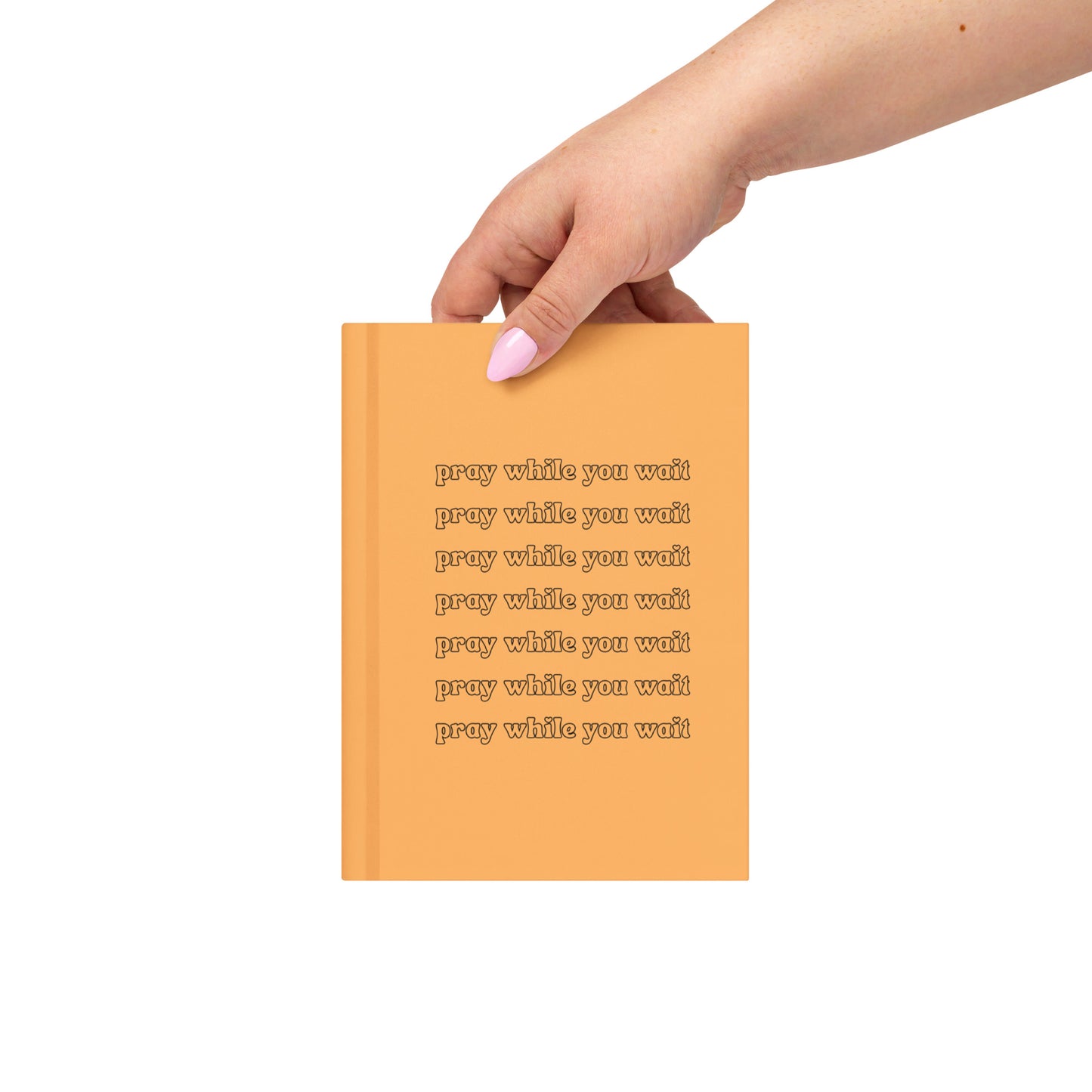 peach "pray while you wait" hardcover journal